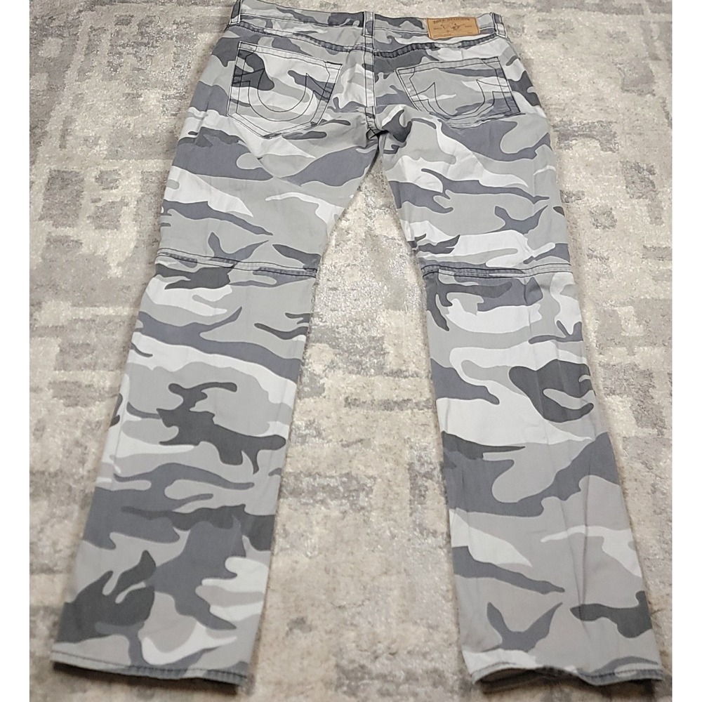 True Religion Mens Gray Camo Double Knee Straight Fit Stitching Pants Sz 40x33.5 - Picture 8 of 11